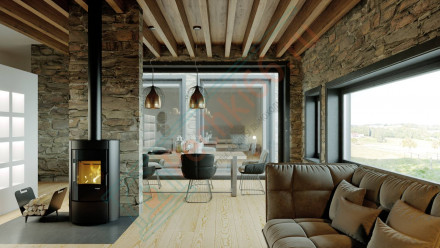 Печь-камин Ceres, серая сталь (Defro-Home) 6кВт