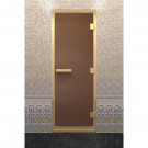 Стеклянная дверь для хамама в золотом профиле, бронза матовая 200х90 (по коробке) (DoorWood)