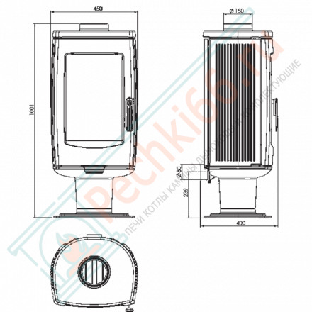 Чугунная печь-камин Aria серая (Plamen)