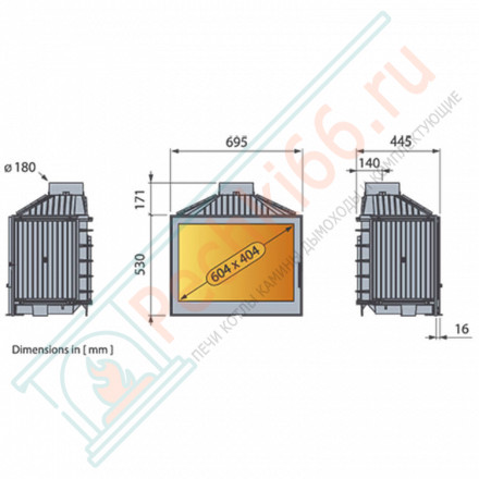 Чугунная топка LCI 007 GF (Liseo Castiron) 14 кВт