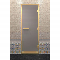 Стеклянная дверь для хамама в золотом профиле, сатин 210х90 (по коробке) (DoorWood)