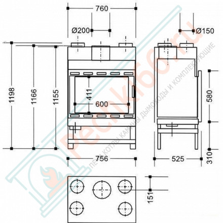 Каминная топка Temporis 2D (Supra) 12 кВт