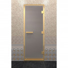 Стеклянная дверь для хамама в золотом профиле, сатин 190х80 (по коробке) (DoorWood)