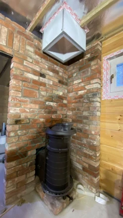 Печь банная ProMetall Атмосфера L, в ламелях "Окаменевшее дерево" под ключ (монтаж 07.2024)