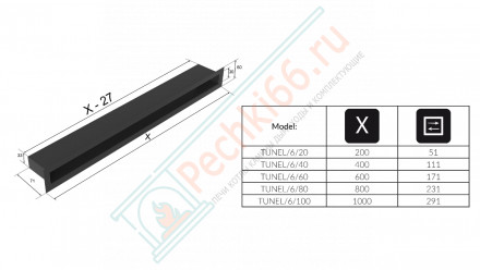 Каминная решётка черная Tunel/6/60/С (Kratki)