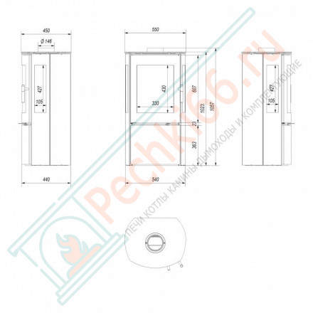 Печь-камин FALCON 9 VIEW (Kratki)