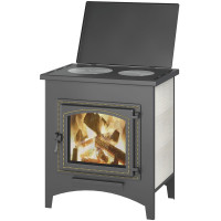 Печь-камин ПК-04 (240) с плитой "Везувий В3" бежевый (Везувий) до 200 м3