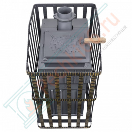 Печь Гефест Гроза Ураган 24 П2, панорамная дверца, закрытая каменка, до 24 м3