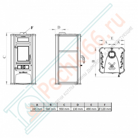 Печь-камин Lederata оранжевая (Tim Sistem) до 180 м3