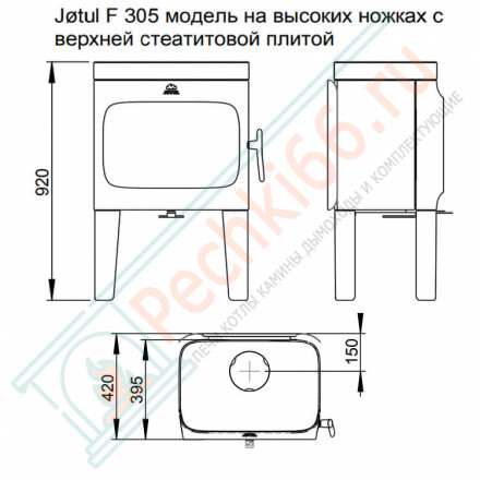 Чугунная печь-камин F 305 R LL WHE, стеатит (Jotul)