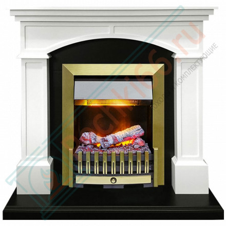 Каминокомплект Langford - Белый с черным с электрическим очагом Danville Antique Brass FB2