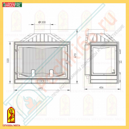Чугунная топка Промо 715П (Мета) 10 кВт
