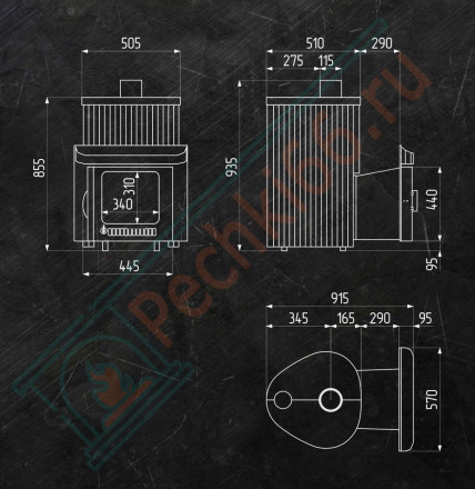 Дровяная банная печь Ферингер Малютка ПФ "Окаменевшее дерево наборный" до 18 м³