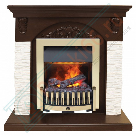 Каминокомплект Bern Сланец мелкий белый / Темный дуб с очагом Danville Brass FB2