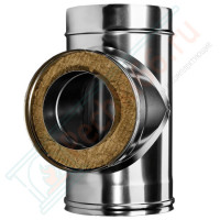 Тройник 90° с изол (НЕРЖ-321/0,5-НЕРЖ-439/0,5) d-120/200 (Дымок-Lux)