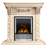 Электрокаминокомплект Luxemburg (каменный) - Сланец/Cлоновая кость с патиной с очагом Flagstaff