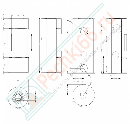 Печь камин R1.0 L Plus с круглой задней стенкой и высотой 1350 мм (Астов)