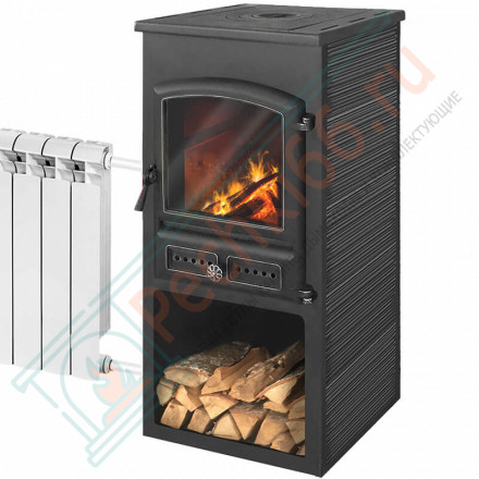 Печь-камин БКД Антрацит с плитой и Т/О (Этна)