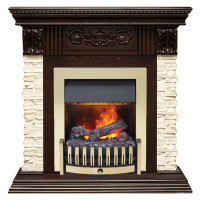 Электрокаминокомплект Luxemburg (каменный) - Сланец/Темный дуб с очагом Danville Brass FB2