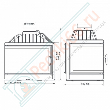 Каминная топка Torres right с правым стеклом (NORDflam) 14 кВт