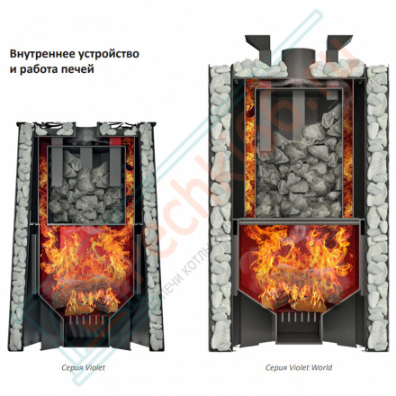 Дровяная банная печь Grill'D Violet World Romb Long Window Max