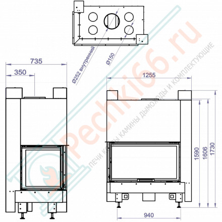 Каминная топка CFR 1000B правая, черный шамот (Stav)