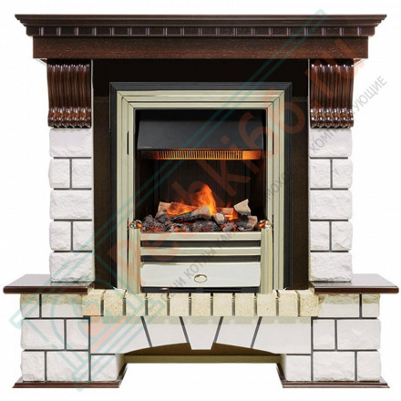 Каминокомплект электрический Pierre Luxe угловой - Темный дуб / Белый (Высота 1050мм) с очагом Cavendish (Dimplex)