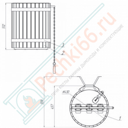 Обливное устройство для бани Ливень 50 л, с деревянным обрамлением «лиственница темная» (Инжкомцентр ВВД)